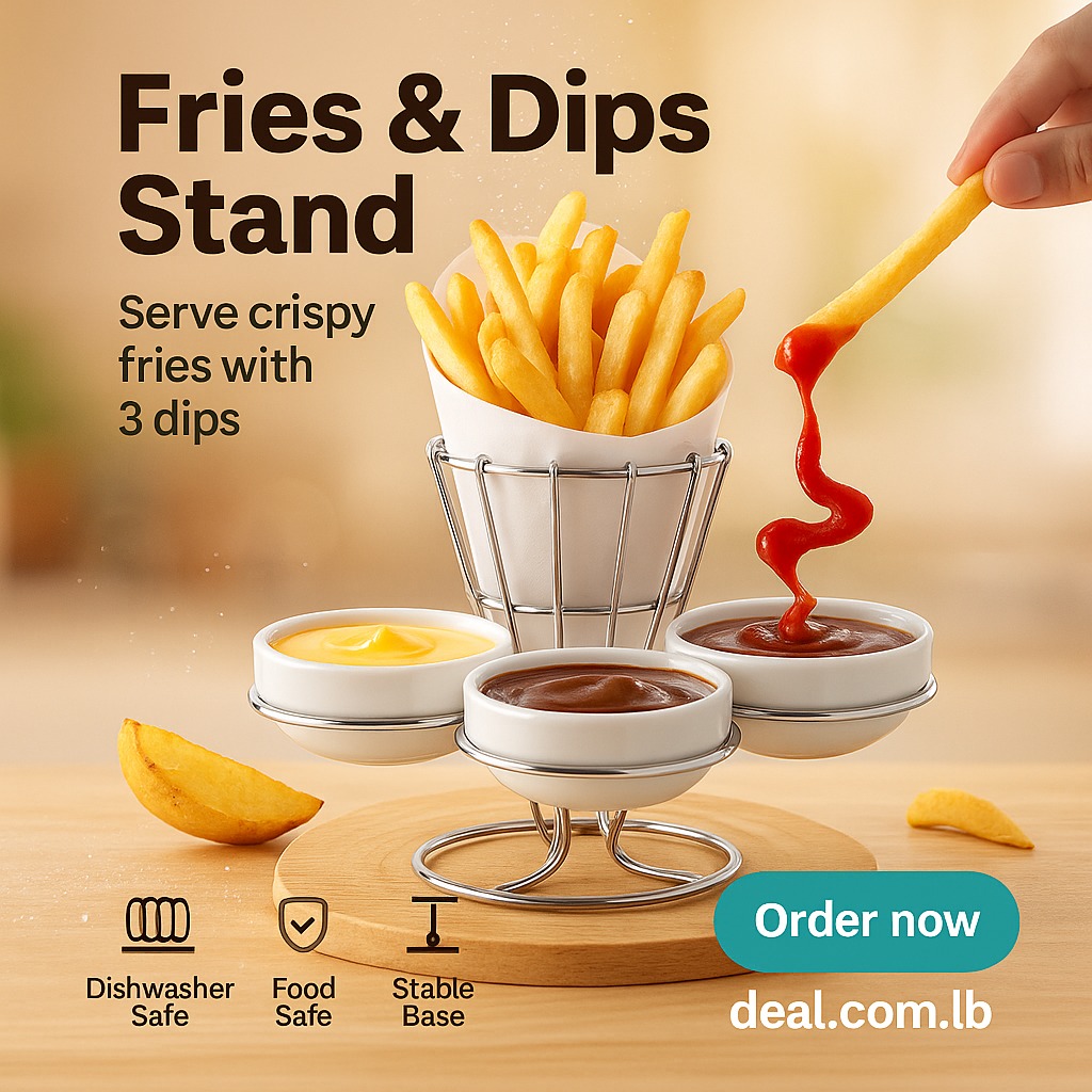 ستاند بطاطس مع صحون صوص | Fries Stand with Sauce Bowls